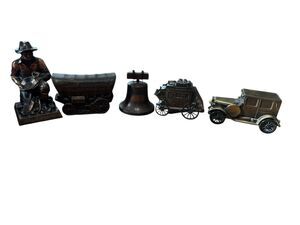 Vintage 1900s Banthrico Cast Metal Coin Bank Car Banks Brass Lot Of 5 No Keys
